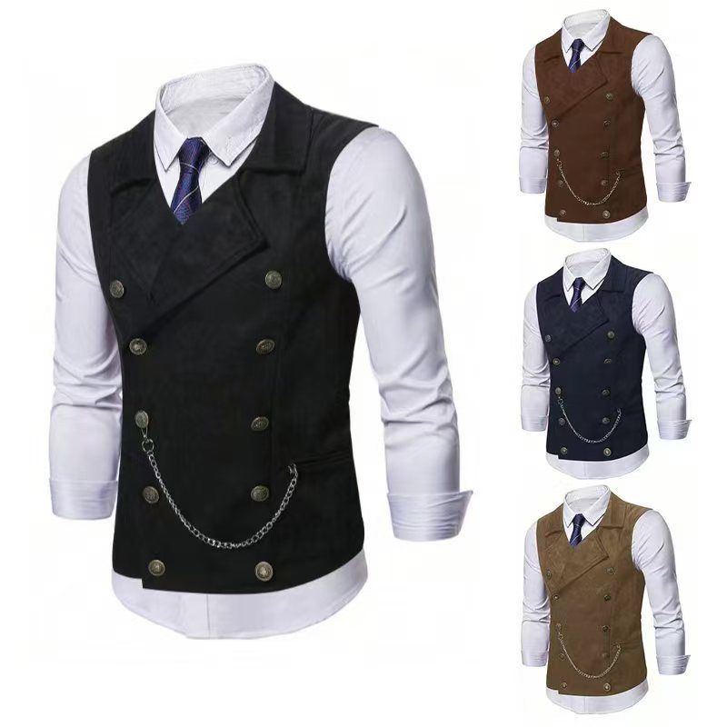 Men Formal Wear Coat - Gilet Doppiopetto da Uomo con Catena,
