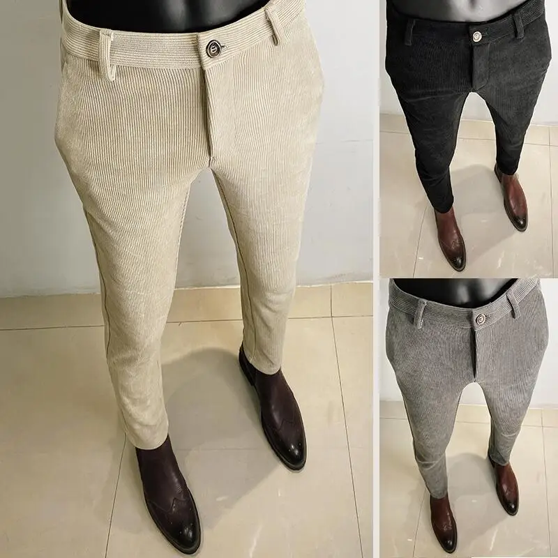 Men'S Formal Wear For Office - Pantaloni da abito in lana ispessita