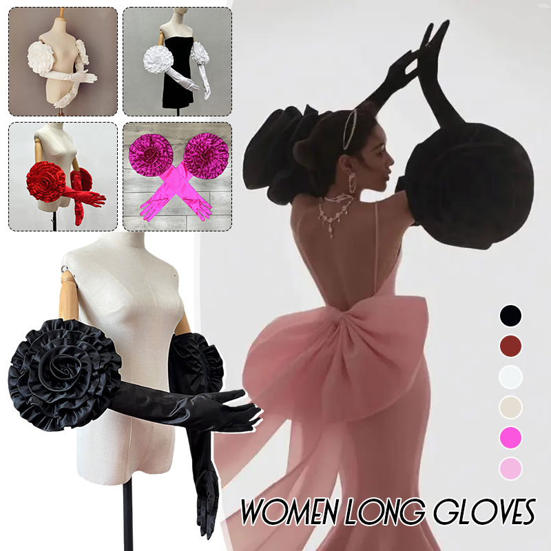 Formal Wear Gloves Men - Guanti lunghi con fiore grande 3D