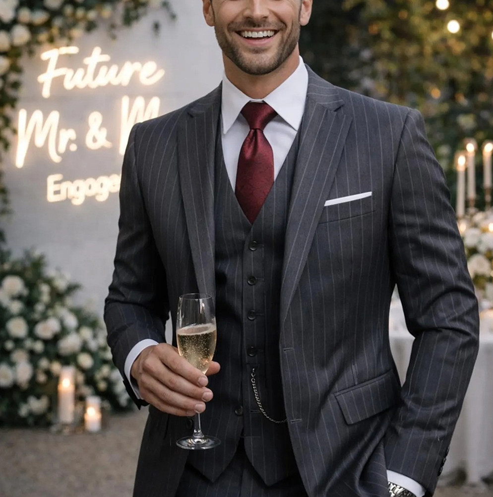 Men'S Formal Wear For Engagement - Elegante Completo da Sposo a 3