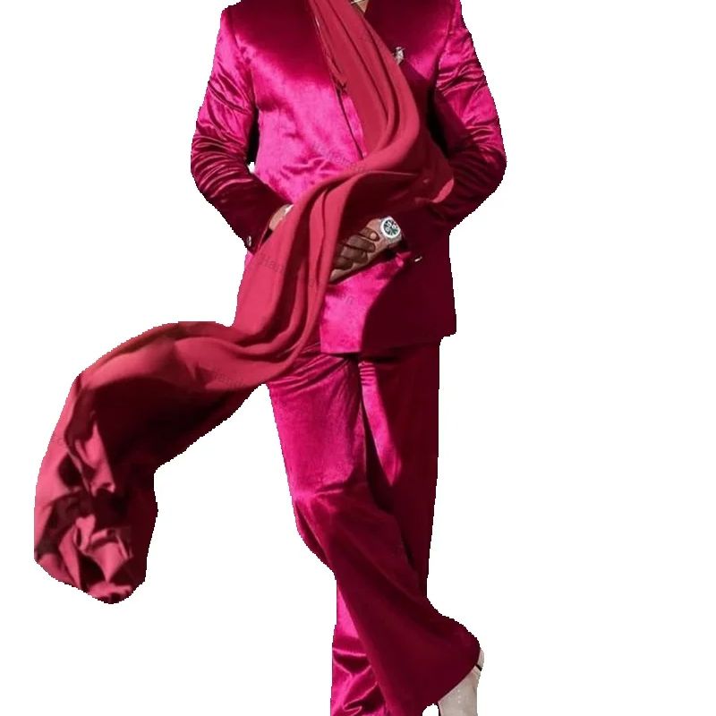 Abito da uomo in raso rosa Set - Men Formal Wear With Scarf recensione e prezzo